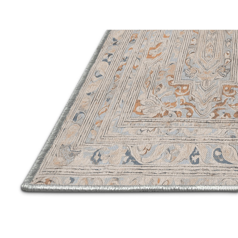 Machine Washable Beige Area Rug, Rectangle 4' x 6'