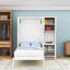 Lit escamotable simple en bois avec bureau et étagères-916169901