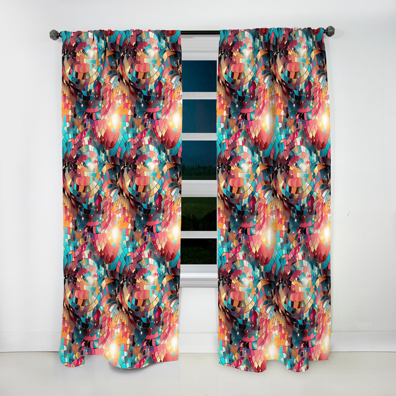 Popart Digital Disco Dance - Modern Curtain - Velvet Room Darkening - 1 Panel, 52" W x 63" L