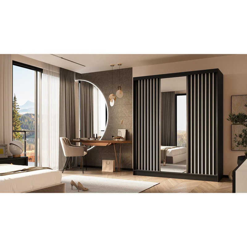 Brisen 3 Door Sliding Wardrobe, Black