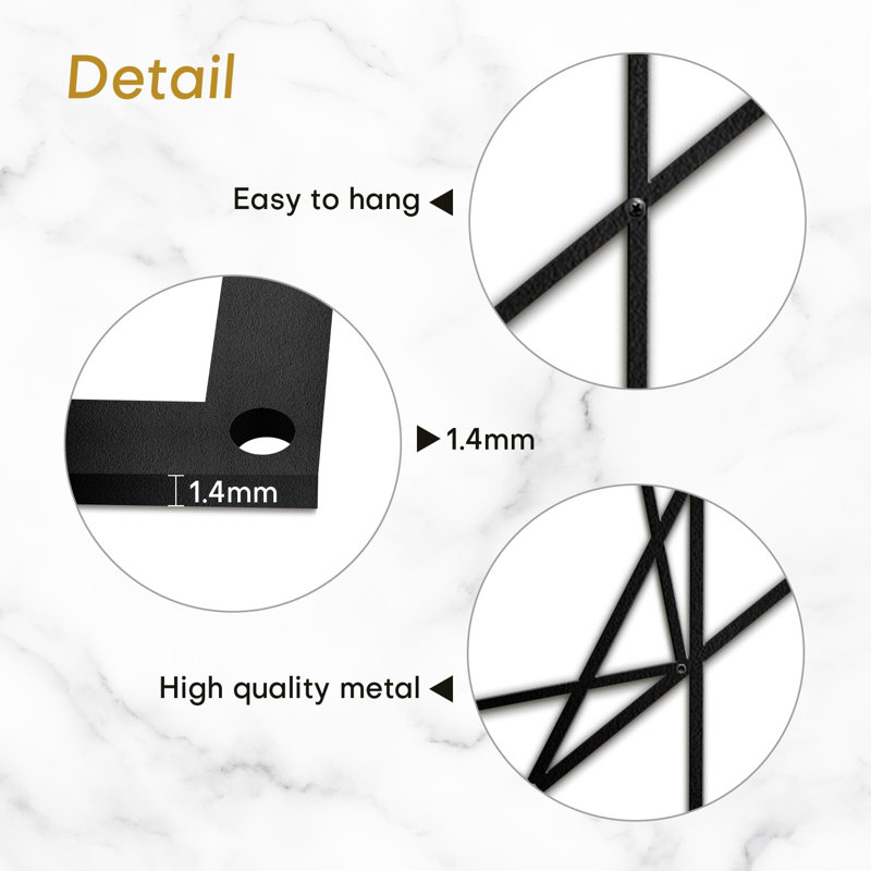Wall Decor Metal, 18" H x 18" W x 0.05" D, Black