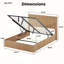 Structure de lit de rangement grand format avec mécanisme hydraulique, aucun sommier nécessaire, finition chêne, conception rustique moderne.