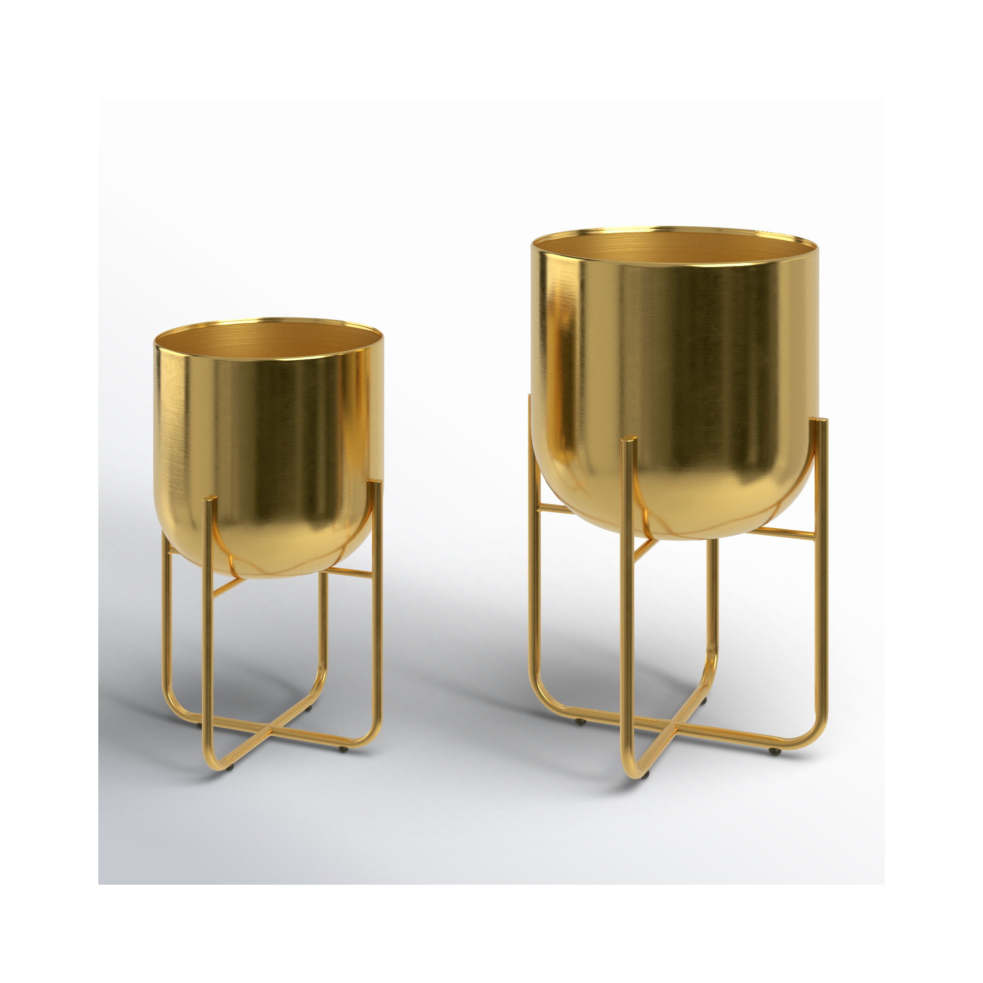 Nickson 2-Piece Iron Pot Planter Set, Gold