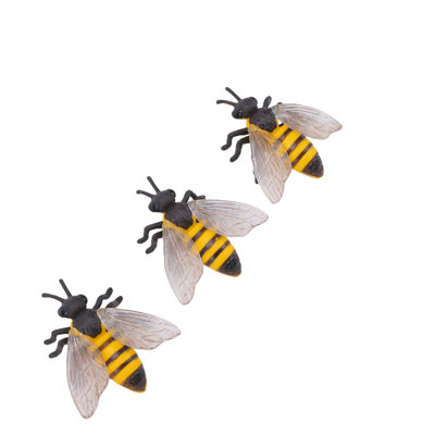 3PCS Figurine d'abeille réaliste attrayante modèle exquis polyvalent pour la décoration intérieure 14g