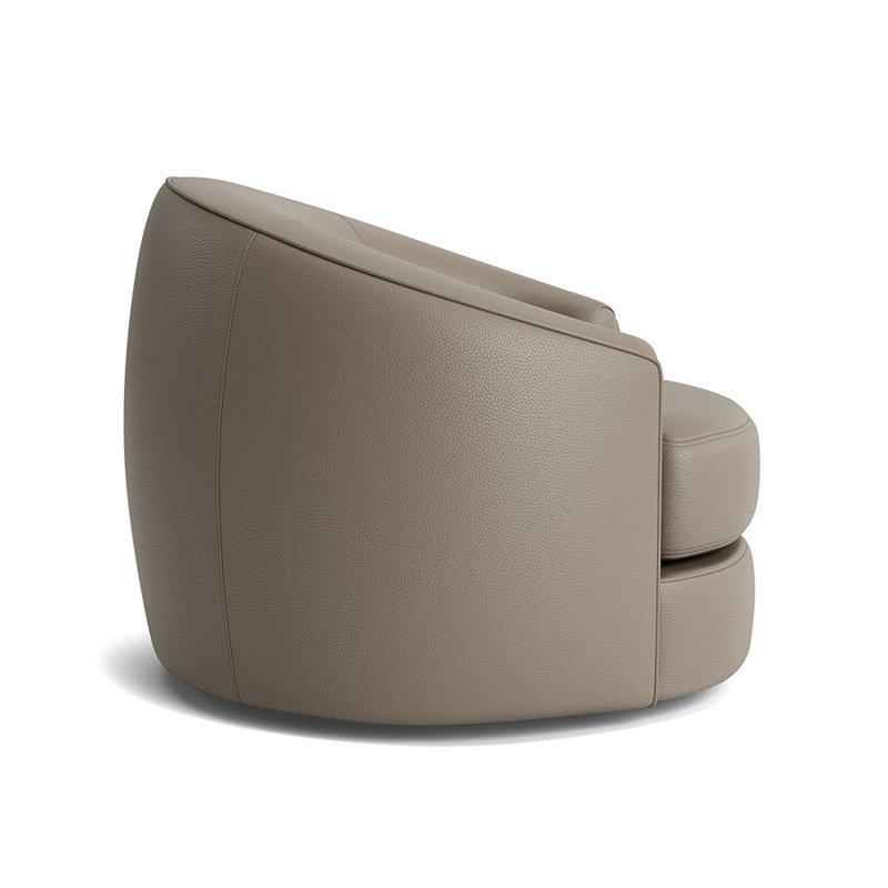 Giselle Upholstered Swivel Barrel Chair, Greenwich Performance Leather - Pewter