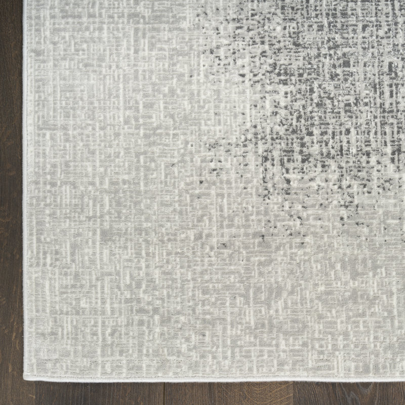 Abstract Machine Made Area Rug, Light Grey, Rectangle 160 x 221 cm