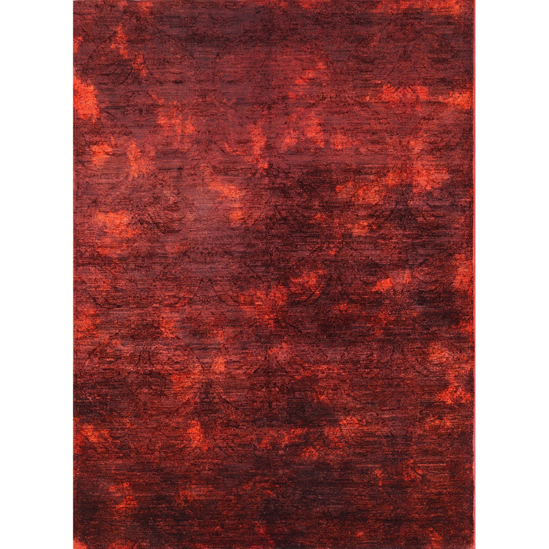 Tapis abstrait rouge, Rond 8 pi