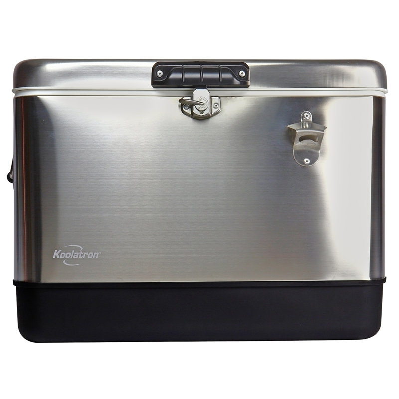 Stainless Steel and Black 51L Ice Chest Cooler with Bottle Opener