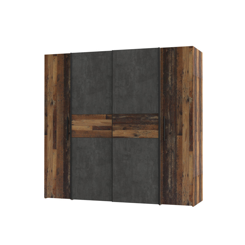 Koran 4 Door Manufactured Wood Wardrobe, Wood/Dark Grey