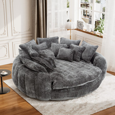 Oversized Compression Bean Bag Sofa - Large Round Loveseat With Pillows