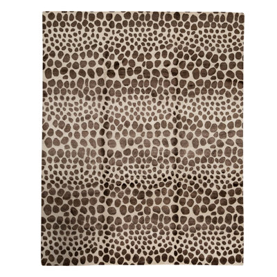 Tapis beige / brun noué à la main de conception unique 8 pi x 10 pi 2 po One-of-a-Kind