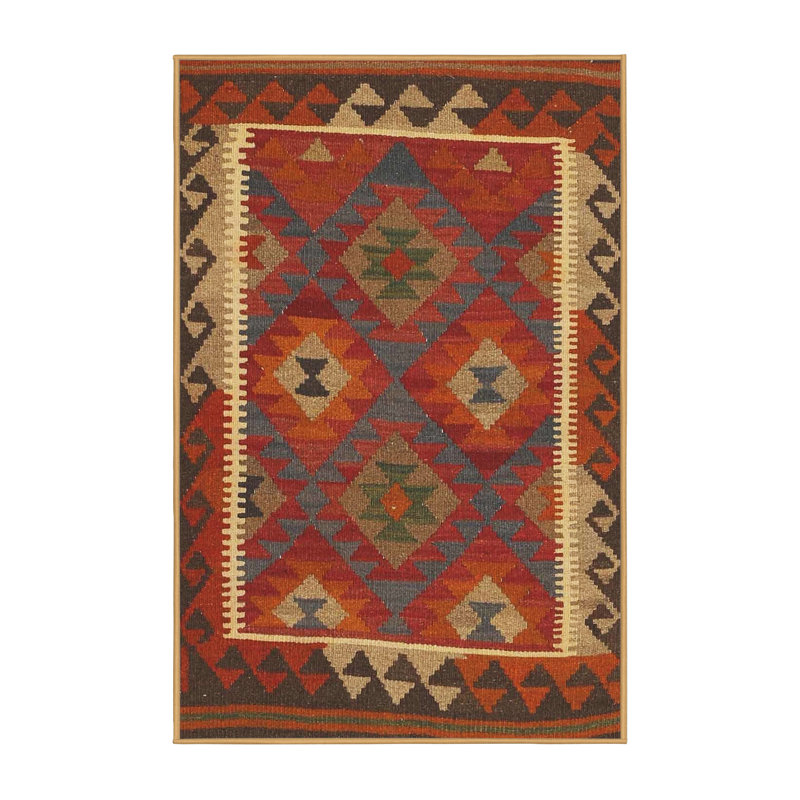 Rouge sud-ouest/brun/bleu Tapis décoratif, Rectangle 7 pi x 10 pi