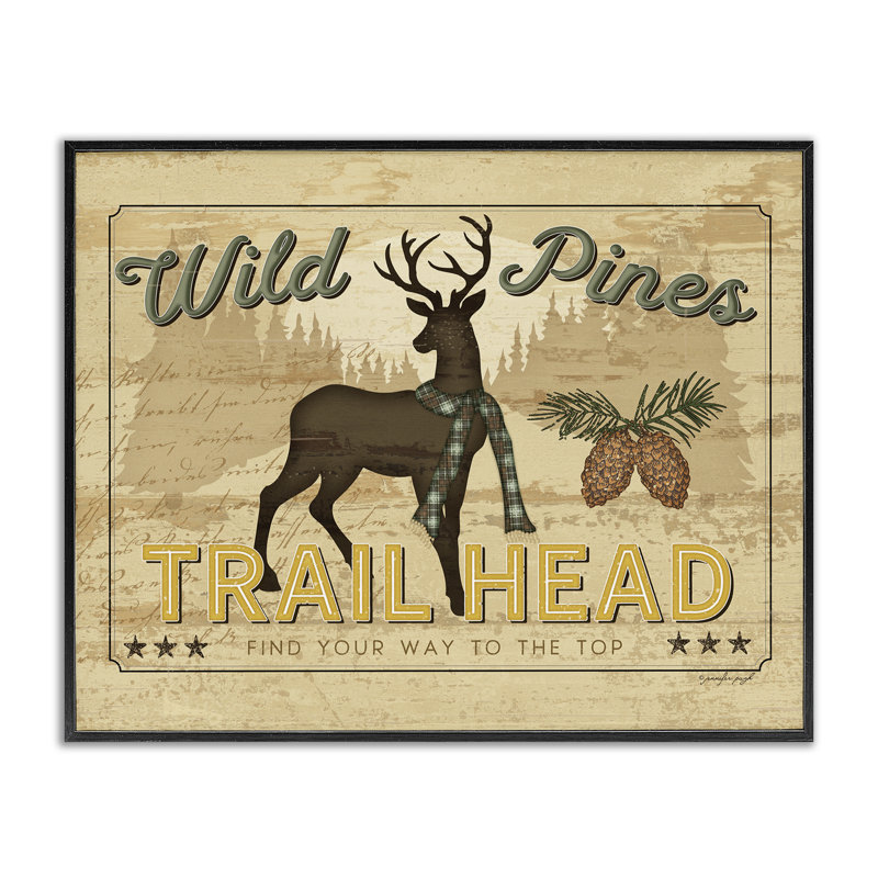 «Wild Pines Rustic Trail», estampe numérique, design par Jennifer Pugh, H 11 po x l 14 po, Giclée encadrée noir minuit