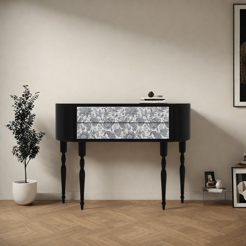 Console rétro avec 2 tiroirs, H 35,43 po x l 47,24 po x P 11,81 po