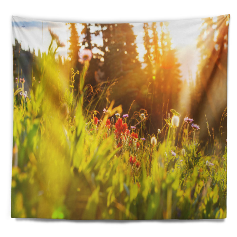 Tapisserie «Green Meadow» avec fleurs d'été, H 50 po x l 60 po