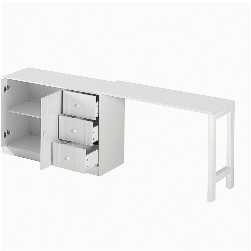 U_STYLE 89.7''Wooden Sideboard with Extendable Table,Multifunctional Storage Cabinet with 2 Doors and 3 Drawers,for Living Room,Study,Foyer and Kitchen