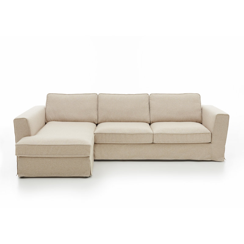 Corner Sofa, Cream Polyester, Left Hand Facing