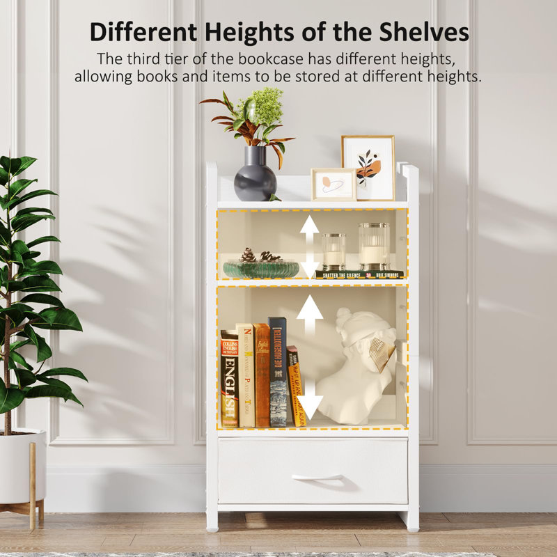 4-Tier Wood Bookcase, White
