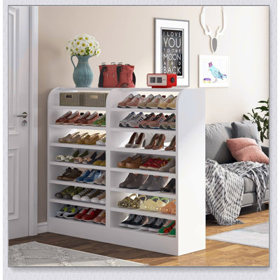 Range-chaussures à 25 niveaux de 25,59 pouces de largeur, armoire de rangement en bois durable pour la vie organisée