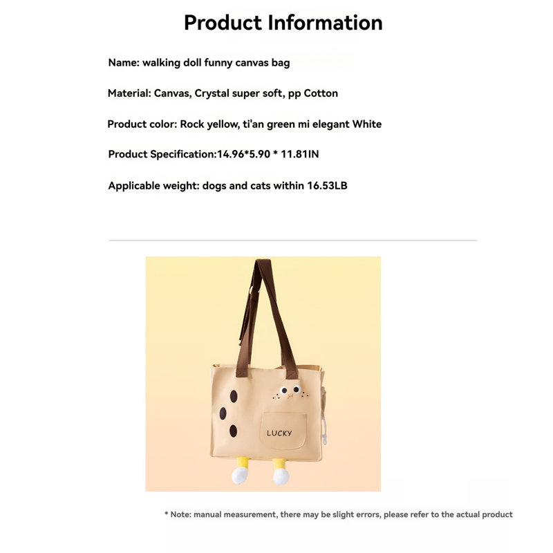 Cute Pet Travel Artifact! Breathable Canvas Cat Bag With One Shoulder Three-Dimensional Design And Anti Slip System, Hard Bottom Support For Stable And Versatile Outdoor Bag For Dogs And Cats