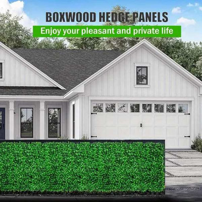 12 pièces de panneau de buis artificiel 24 po x 16 po, panneau mural d'herbe, panneaux muraux de haie de buis protégés contre les rayons UV et convenant à une décoration murale artificielle verte, décoration de jardin pour clôture de jardin