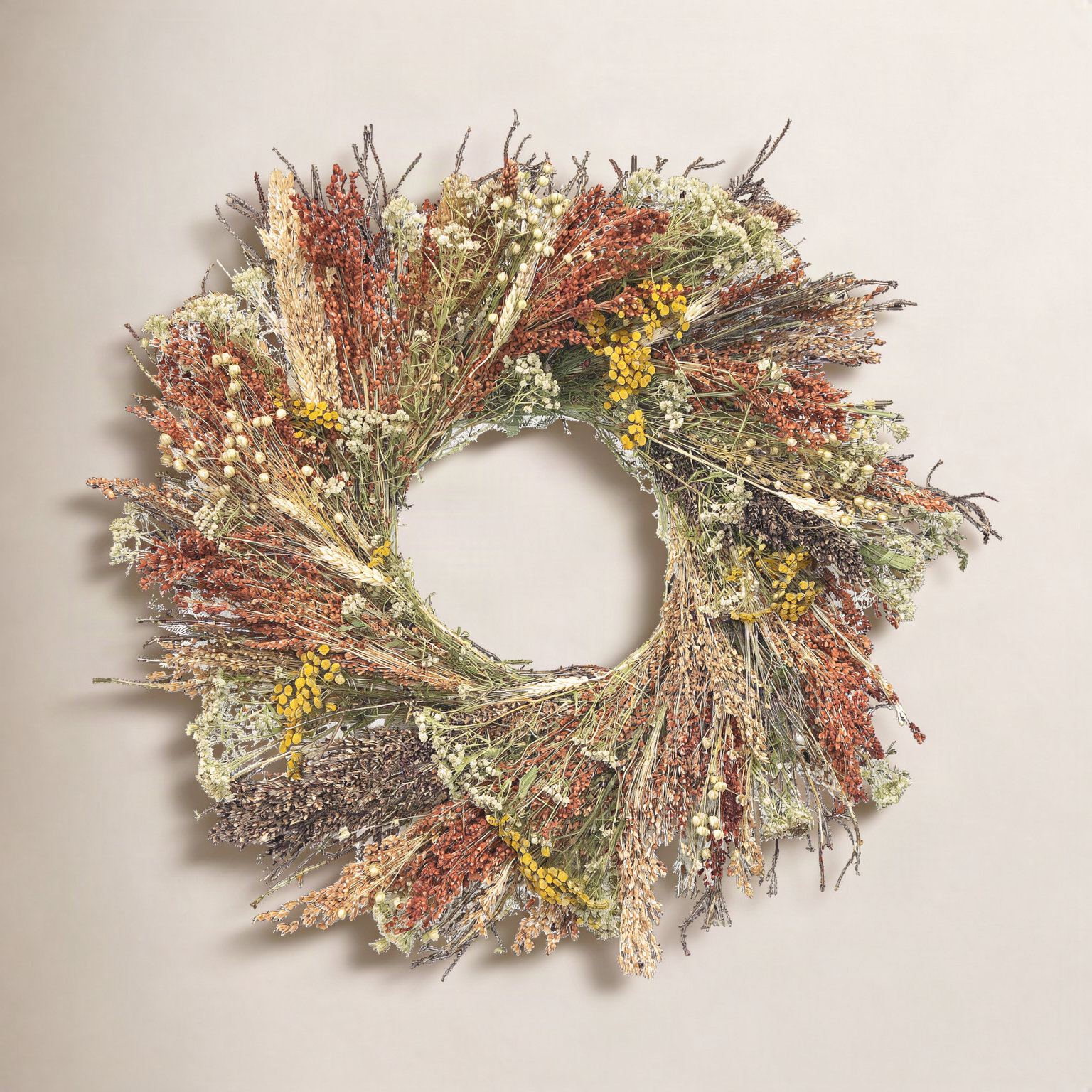Primrue 30" Handcrafted Fall Wreath, 26" H x 26" W x 6" D