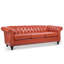 Canapé Chesterfield 84,6 po rembourré en similicuir avec accoudoirs roulés à 3 places et pieds en bois massif-1067982985