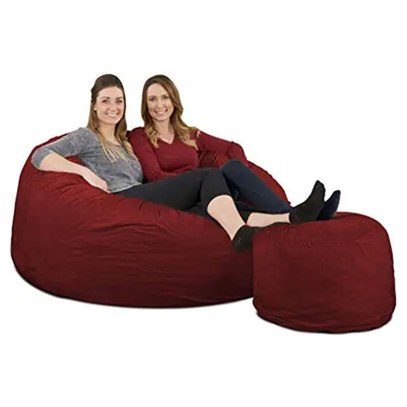 Fauteuil à billes et repose-pieds surdimensionné, H 24 po x l 24 po x P 21 po, Suède bourgogne