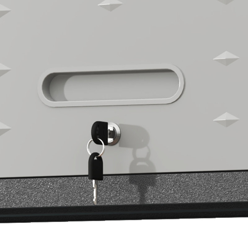Armoire murale en métal pour garage - Robuste. Vaste espace de rangement, système de verrouillage sécurisé, porte hydraulique. 13,27 po L 11,83 po x P 28,79 po. Noir + gris. Garage moderne. Rangement, serrure solide, accès.