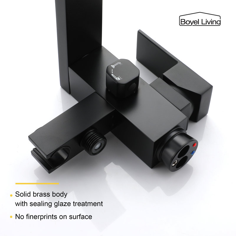 1 Handle Floor Clawfoot Tub Faucet with Diverter, Matte Black