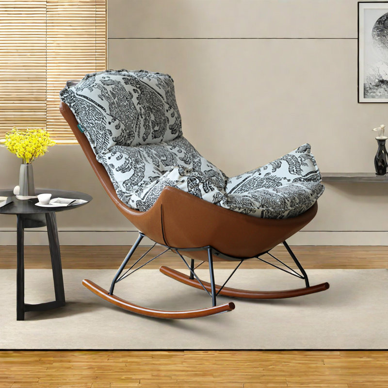 Chaise berçante avec accoudoirs en forme d'œuf, Brun