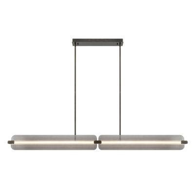 Chandelier, 4-Light, 67", Weathered Brass, Smoked Glass