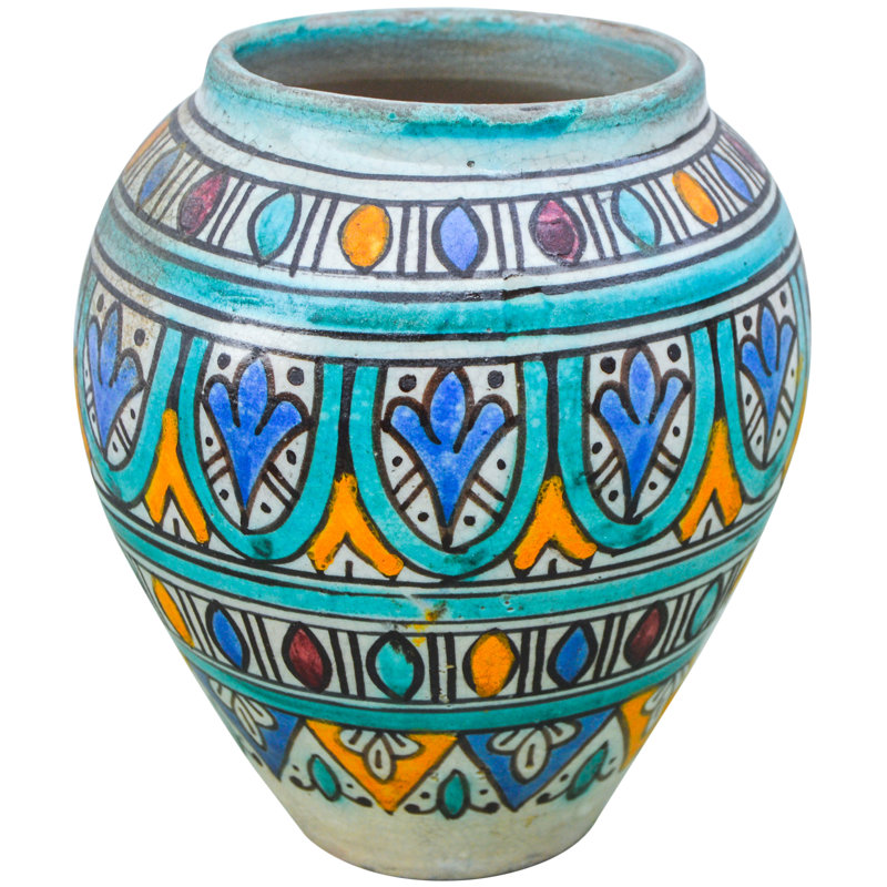 Vase de table intérieur / extérieur vert / orange / beige 6 po