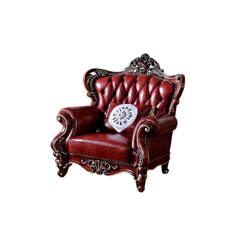 Fauteuil en cuir véritable capitonné European Vintage Classic