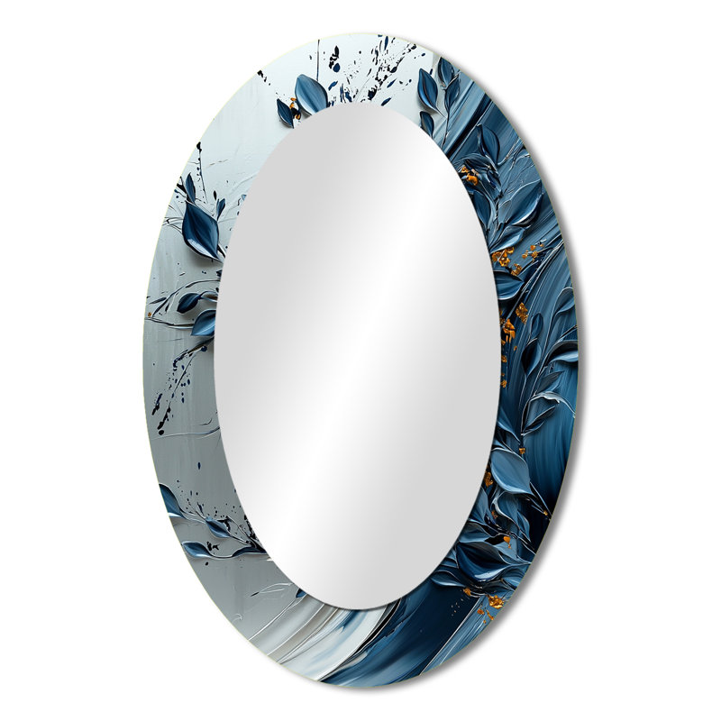 Miroir mural bleu et blanc Spiral Garden III - Traditional, 36 po x 24 po
