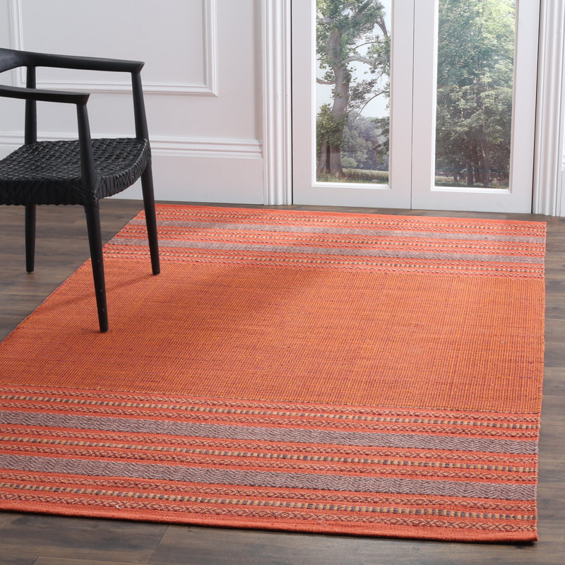 Bokara Hills Hand Woven Cotton Striped Rug, Rectangle 8' x 10'