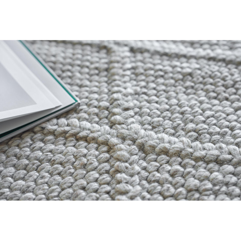 Brentwood Rectangle Geometric Handmade Flatweave Wool/Viscose Area Rug, Silver, Rectangle 6' x 9'