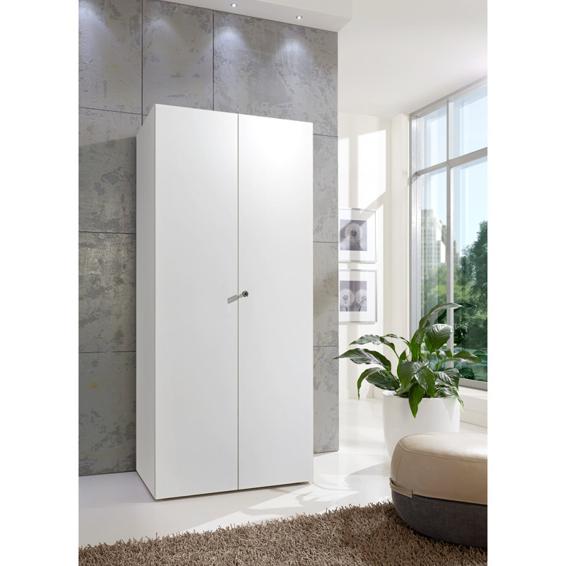 Aghi 2 Door Wood Wardrobe, 185cm H x 80cm W x 54cm D, White
