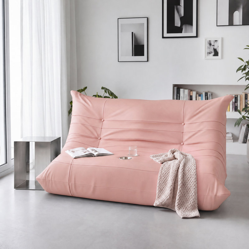 Causeuse moderne et ergonomique avec porte-gobelet intégré, pink Foam
