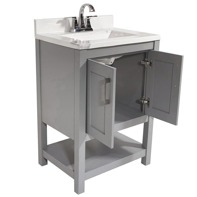 Base de meuble-lavabo simple 25 po Agu seulement, gris