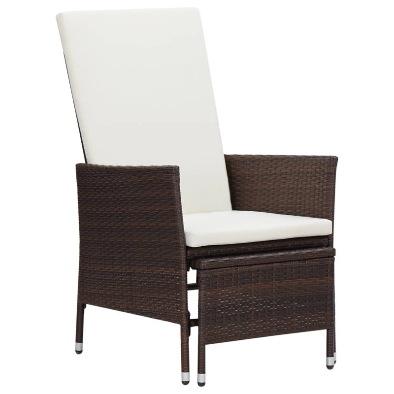 Méridienne 2 pièces avec coussins, Blanc, Brun