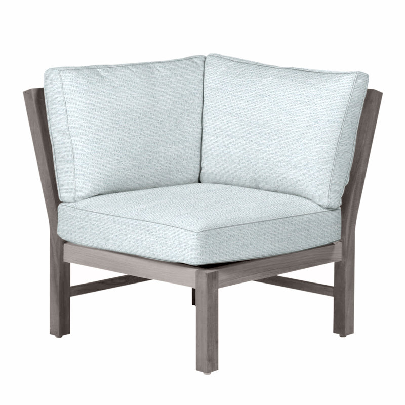 Club Teak Sectional Corner Chair, Oyster Teak, Welt, Paper Sky