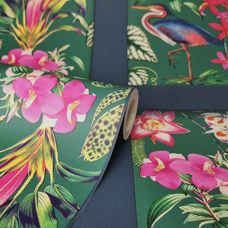 Silas Dark Blue Tropical Panel Wallpaper