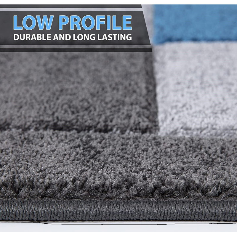 Caythan Non-Slip Indoor Doormat, Grey/Blue