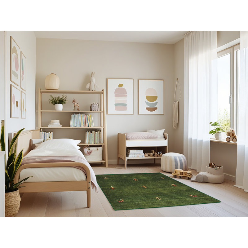 Tapis vert contemporain Naema, Rectangle 3 pi x 5 pi