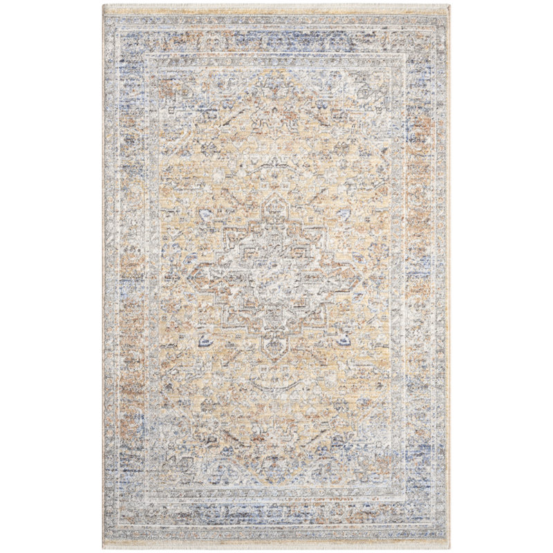 Tapis oriental gris tissé à la machine 3 pi x 5 pi