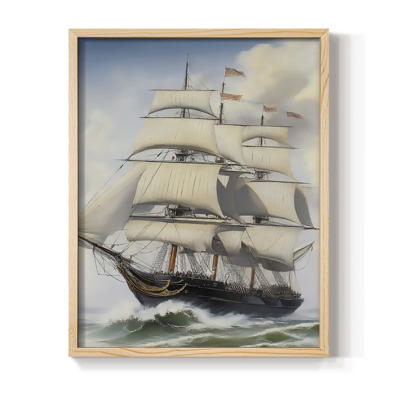 NAUTICAL Series LV III, reproduction encadrée - bois massif, Naturel, H 21 po x l 17 po