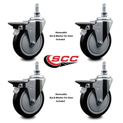 Polyurethane ½ Inch Threaded Stem Caster with Brake