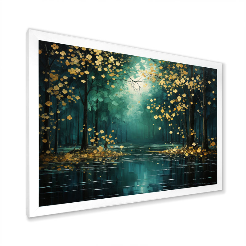 Décoration murale Bold Forest Emerald III - Forêt, H 12 po x l 20 po x P 1 po, Cadre simple blanc