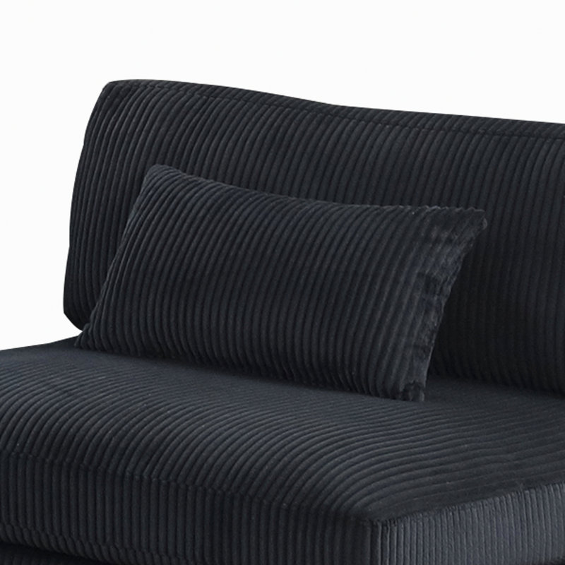 Chaise d'appoint rembourrée de style moderne, chaise sans accoudoirs à structure en bois, Noir